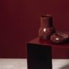 Incensário Bolha e Vaso Gota Intermediário em Cerâmica Artesanal cor Borgonha Esmo Cerâmica.