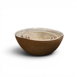 Set com 4 bowls em Cerâmica cor off white Visão Frontal