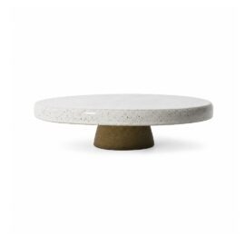 Prato para bolo boleira ceramica off white esmo