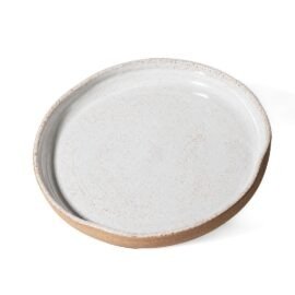 Prato Orgânico Grande 32 cm Off White Ceramica Artesanal Esmo.