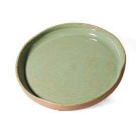Prato Orgânico Grande 32 cm Verde Pistache Ceramica Artesanal Esmo