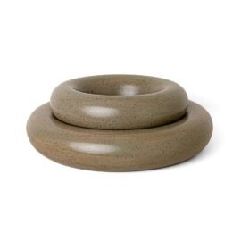 Duo de Pratos Bolha em CerÂmica Artesanal Verde Oliva Esmo