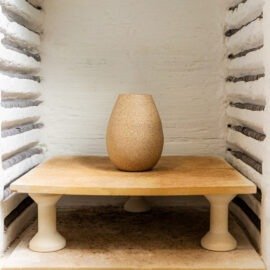 Vaso Oval Pequeno Cru Esmo Cerâmica no forno